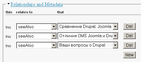 Связывание статей в Drupal